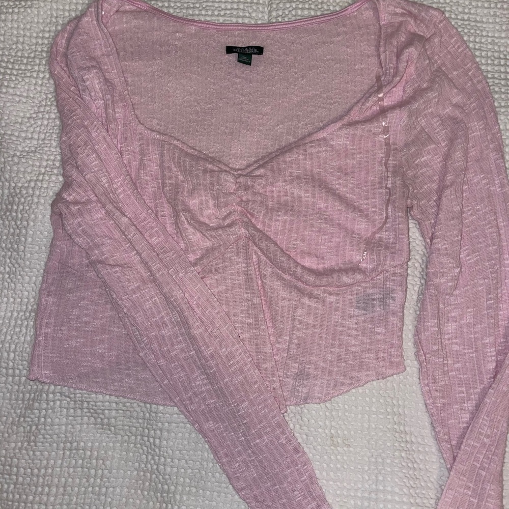 Pink Sheer Long Sleeve Top